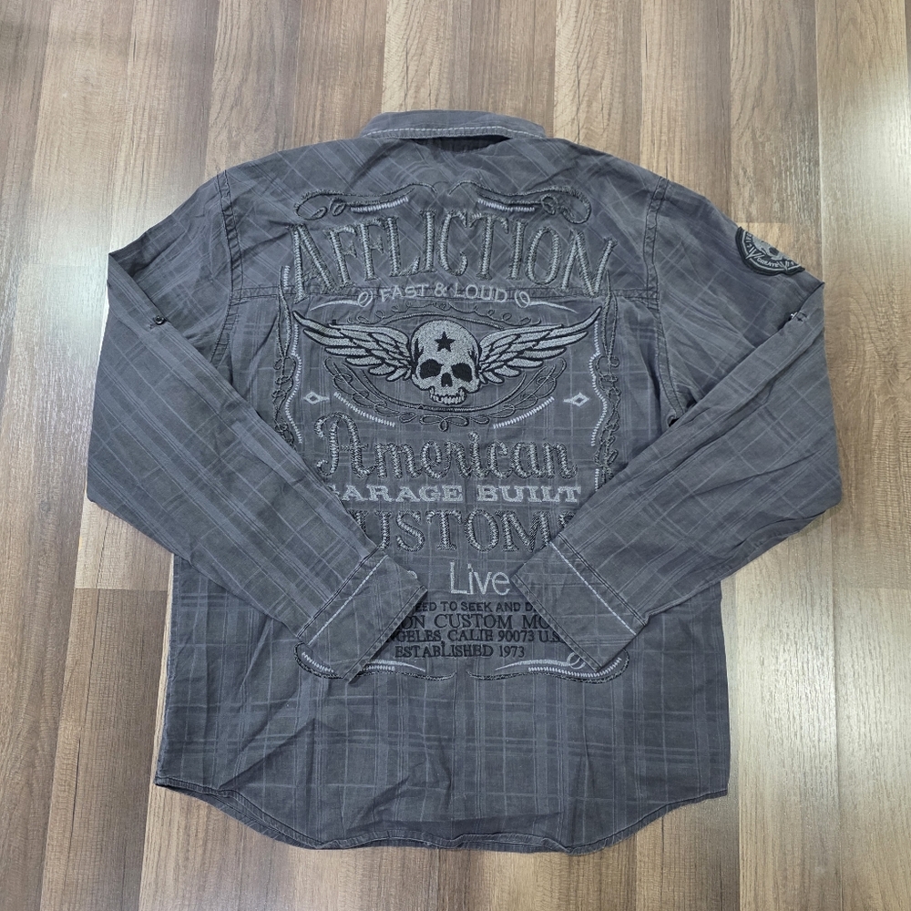 Affliction Premium Y2K Fast & Loud Athletic Shirt Biker Grunge Sleaze Skater. XL